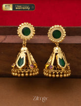 PP101721 -Gold tone Nagapadam Palakka Jumkha Earrings 1-Zilmor